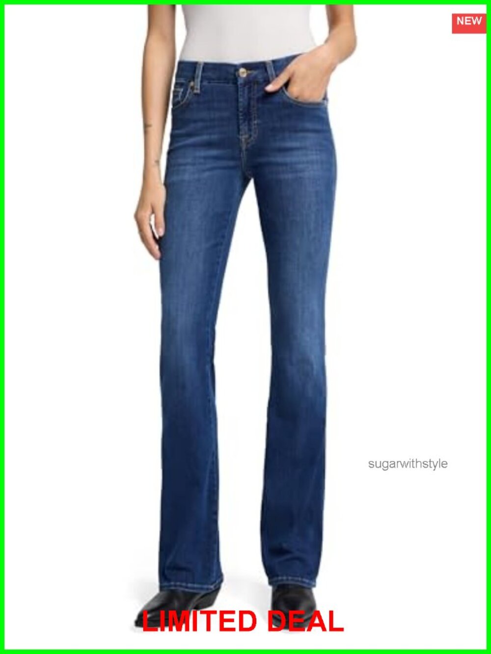 Womens Kimmie Bootcut Jeans Stretch Denim Mid Rise